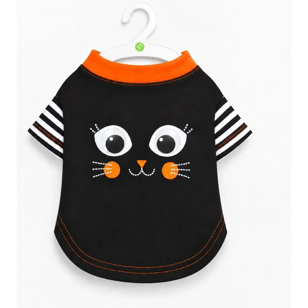 Halloween Pet Shirt – Cute Googly Eye Costume Tee for Dogs & Cats, Size Small
